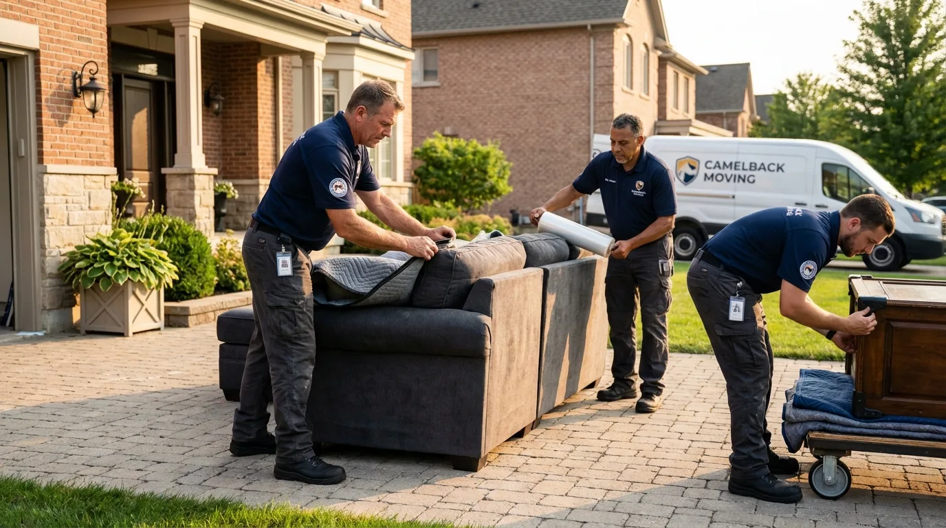 Large estate moving crew wrapping furniture in Dover, TN